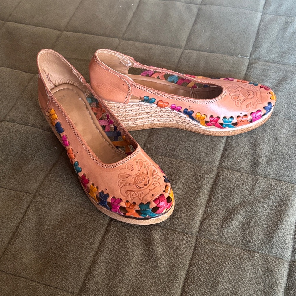 Pink Multicolor Wedge Espadrille Flats